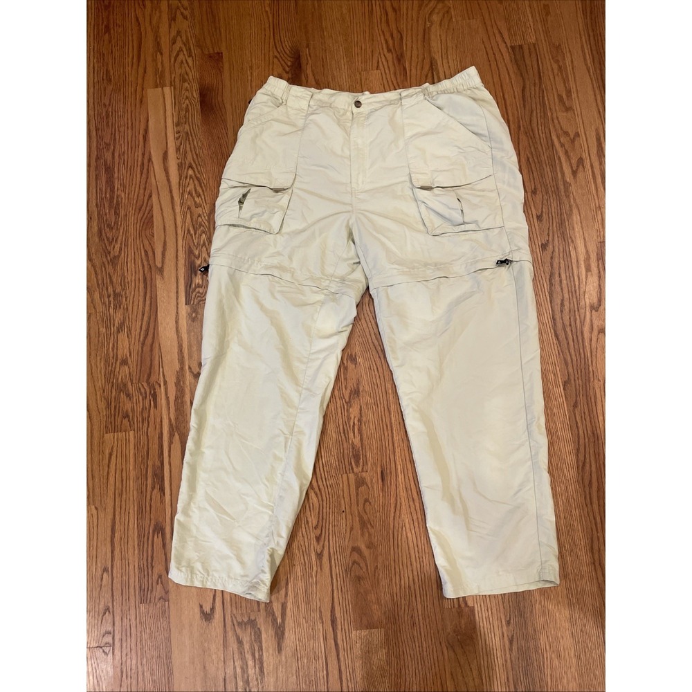 LL Bean Men's Convertible Pants Tan‎ Lined 100% Nylon Fisherman Hiking Size XL